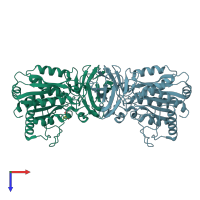 PDB entry 4a38 coloured by chain, top view.