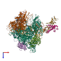 PDB entry 4a3e coloured by chain, top view.