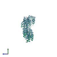 PDB entry 4a3s coloured by chain, side view.