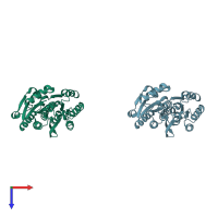 PDB entry 4a3s coloured by chain, top view.