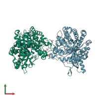 PDB entry 4a3y coloured by chain, front view.