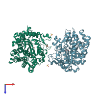 PDB entry 4a3y coloured by chain, top view.