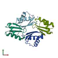 PDB entry 4a47 coloured by chain, front view.