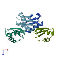 PDB entry 4a47 coloured by chain, top view.