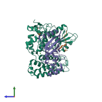 Hetero trimeric assembly 1 of PDB entry 4a4c coloured by chemically distinct molecules, side view.