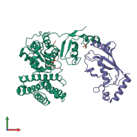 PDB entry 4a4c coloured by chain, front view.