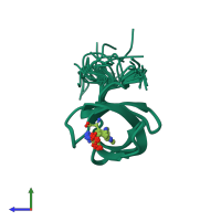 PDB entry 4a4e coloured by chain, ensemble of 20 models, side view.