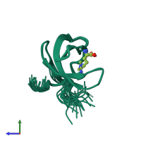 PDB entry 4a4g coloured by chain, ensemble of 20 models, side view.