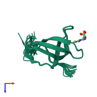 PDB entry 4a4g coloured by chain, ensemble of 20 models, top view.