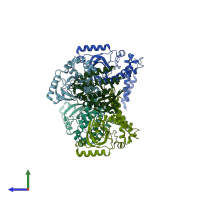 PDB entry 4a4k coloured by chain, side view.