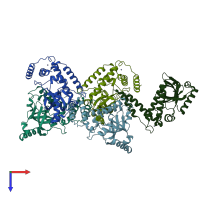 PDB entry 4a4k coloured by chain, top view.