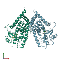 PDB entry 4a4v coloured by chain, front view.