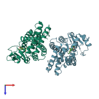 PDB entry 4a4v coloured by chain, top view.