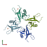 PDB entry 4a5k coloured by chain, front view.