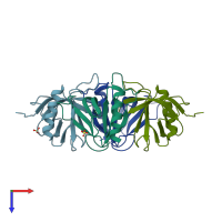 PDB entry 4a5k coloured by chain, top view.