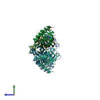 PDB entry 4a5m coloured by chain, side view.