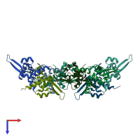 PDB entry 4a5m coloured by chain, top view.