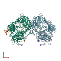 PDB entry 4a5s coloured by chain, front view.