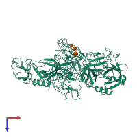 PDB entry 4a5t coloured by chain, top view.