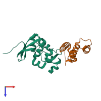 PDB entry 4a5u coloured by chain, top view.