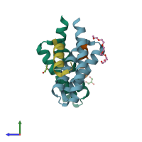 PDB entry 4a5x coloured by chain, side view.