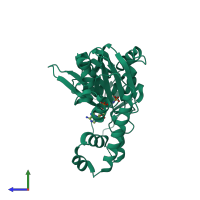 PDB entry 4a61 coloured by chain, side view.