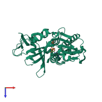 PDB entry 4a61 coloured by chain, top view.