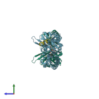 PDB entry 4a62 coloured by chain, side view.