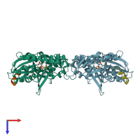 PDB entry 4a62 coloured by chain, top view.