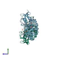PDB entry 4a65 coloured by chain, side view.