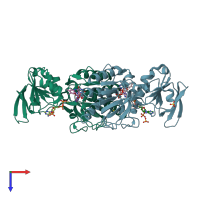 PDB entry 4a65 coloured by chain, top view.