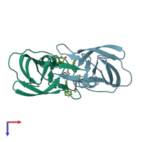 PDB entry 4a6b coloured by chain, top view.