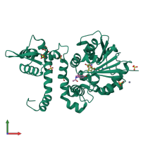 PDB entry 4a6e coloured by chain, front view.