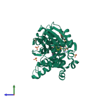 PDB entry 4a6e coloured by chain, side view.