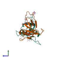 PDB entry 4a6f coloured by chain, side view.