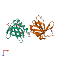 PDB entry 4a6f coloured by chain, top view.