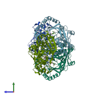 PDB entry 4a6g coloured by chain, side view.