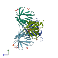 PDB entry 4a6k coloured by chain, side view.