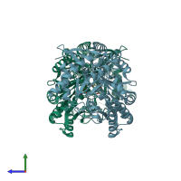 PDB entry 4a6r coloured by chain, side view.