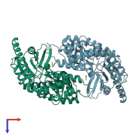 PDB entry 4a6u coloured by chain, top view.