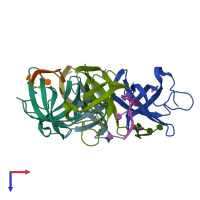 PDB entry 4a75 coloured by chain, top view.