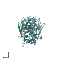 PDB entry 4a7b coloured by chain, side view.
