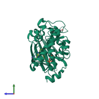 PDB entry 4a7c coloured by chain, side view.