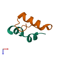 PDB entry 4a7e coloured by chain, top view.