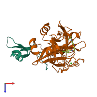 PDB entry 4a7i coloured by chain, top view.