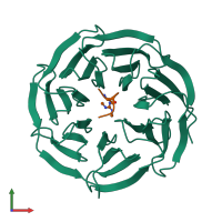 Hetero dimeric assembly 1 of PDB entry 4a7j coloured by chemically distinct molecules, front view.