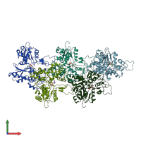 PDB entry 4a7n coloured by chain, front view.