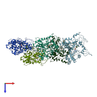 PDB entry 4a7n coloured by chain, top view.