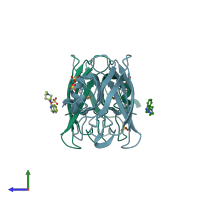 PDB entry 4a7q coloured by chain, side view.