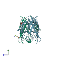 PDB entry 4a7v coloured by chain, side view.